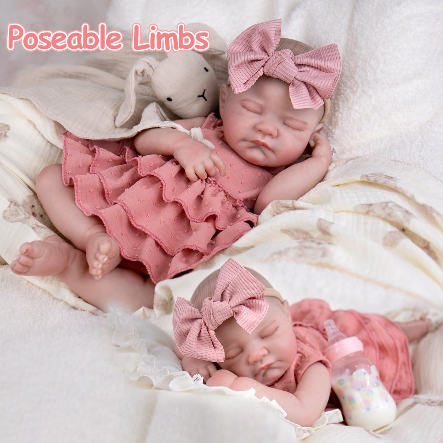 UOFTKIZ Realistic Reborn Baby Dolls – 20-inch Lifelike Baby Girl with Soft Cloth Body and Feeding Accessories
