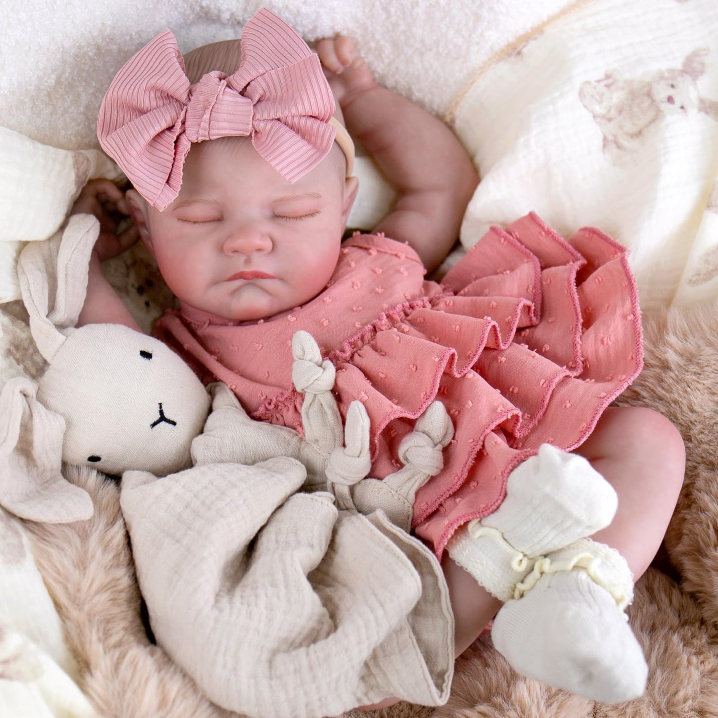 UOFTKIZ Realistic Reborn Baby Dolls – 20-inch Lifelike Baby Girl with Soft Cloth Body and Feeding Accessories