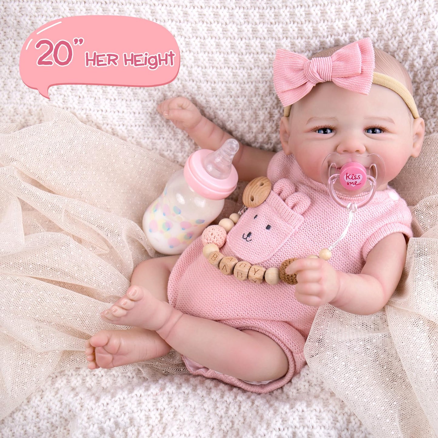 UOFTKIZ Realistic 20-Inch Reborn Baby Doll — Lifelike Newborn Girl with Poseable Limbs