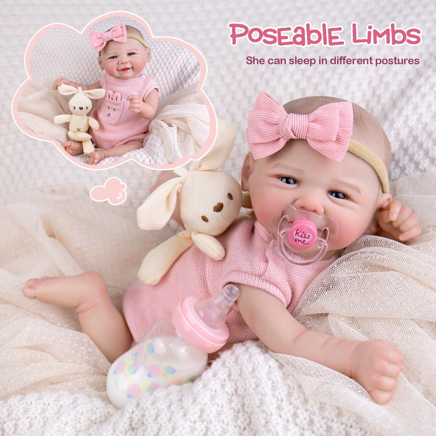 UOFTKIZ Realistic 20-Inch Reborn Baby Doll — Lifelike Newborn Girl with Poseable Limbs
