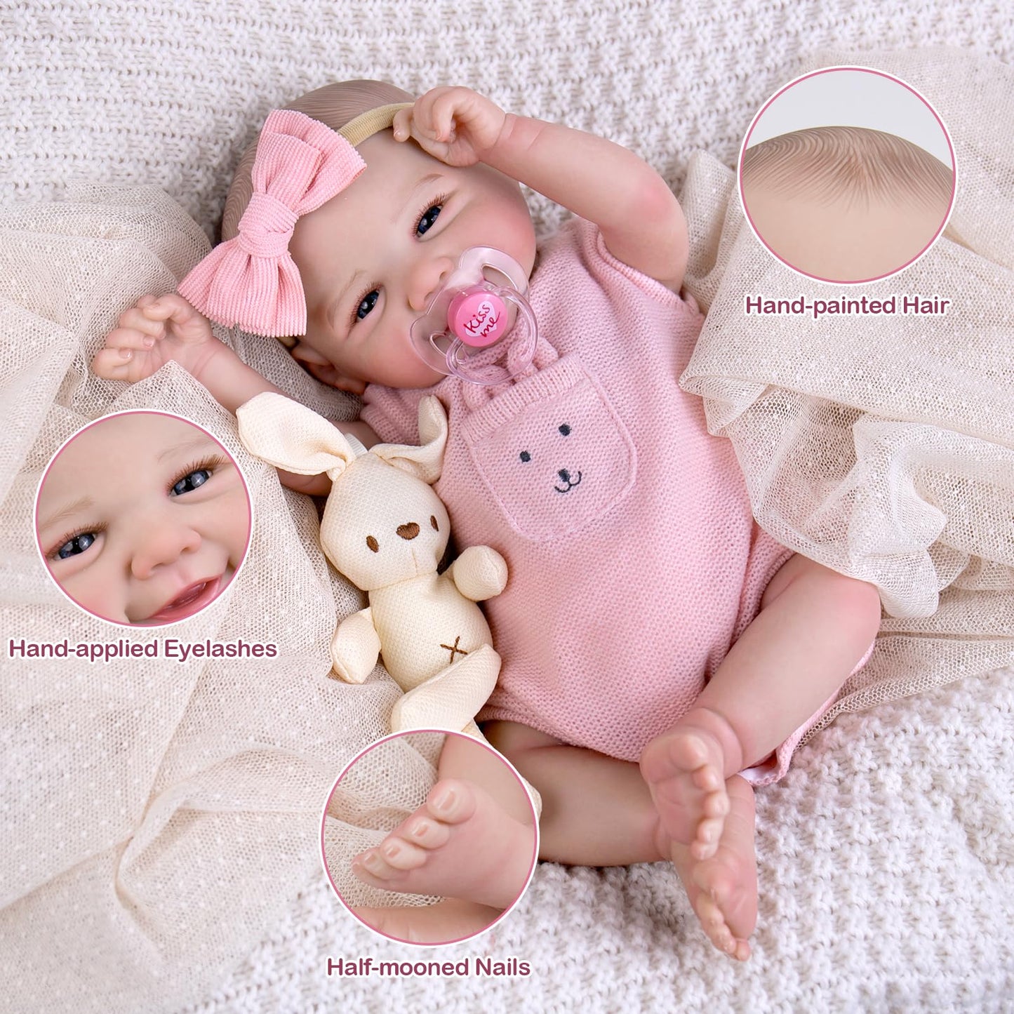 UOFTKIZ Realistic 20-Inch Reborn Baby Doll — Lifelike Newborn Girl with Poseable Limbs