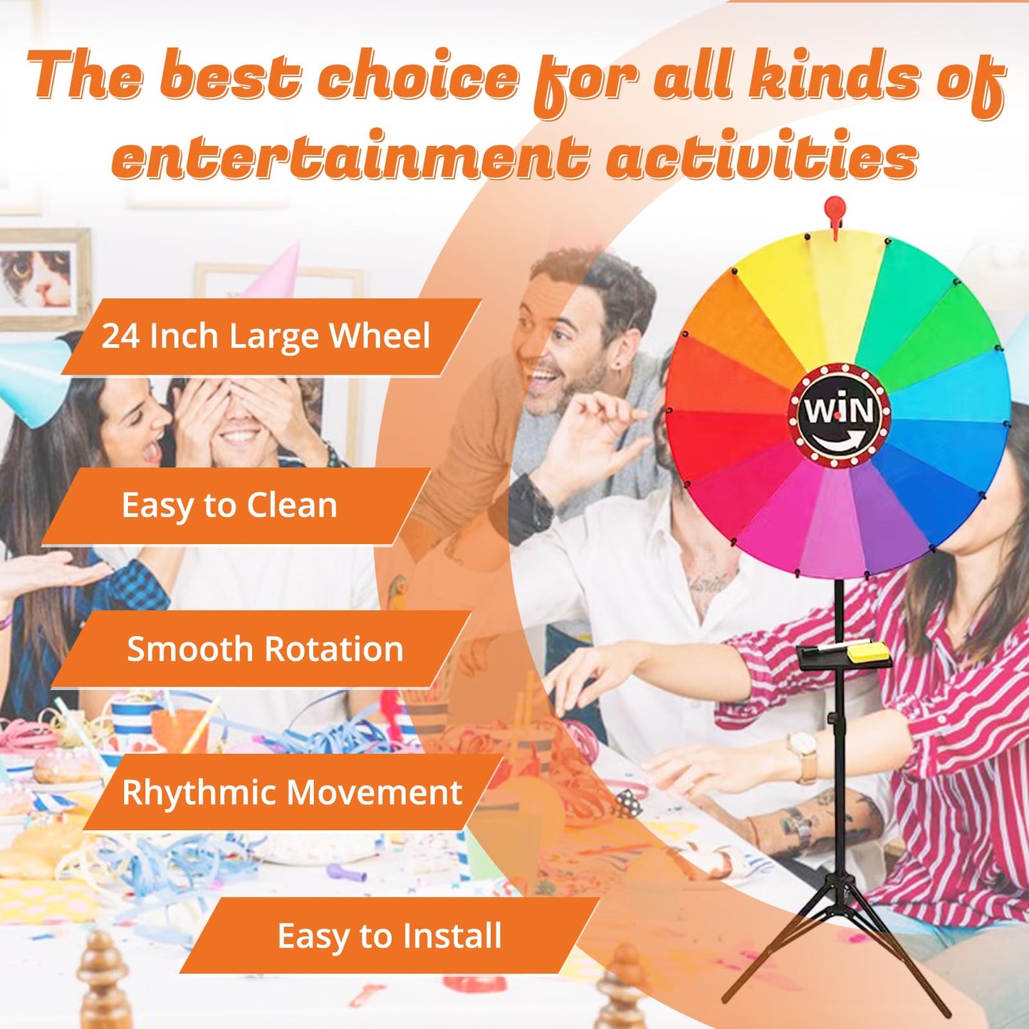 Uojim Prize Wheel Spinner with Stand – DIY Customization & Erasable Slots