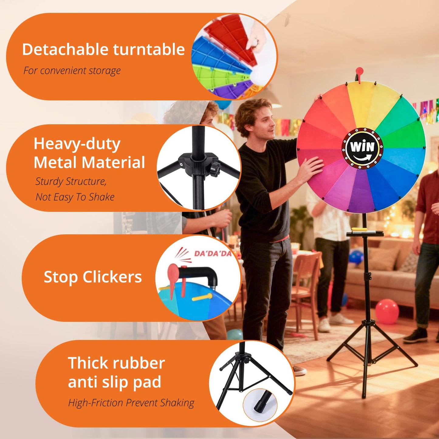 Uojim Prize Wheel Spinner with Stand – DIY Customization & Erasable Slots