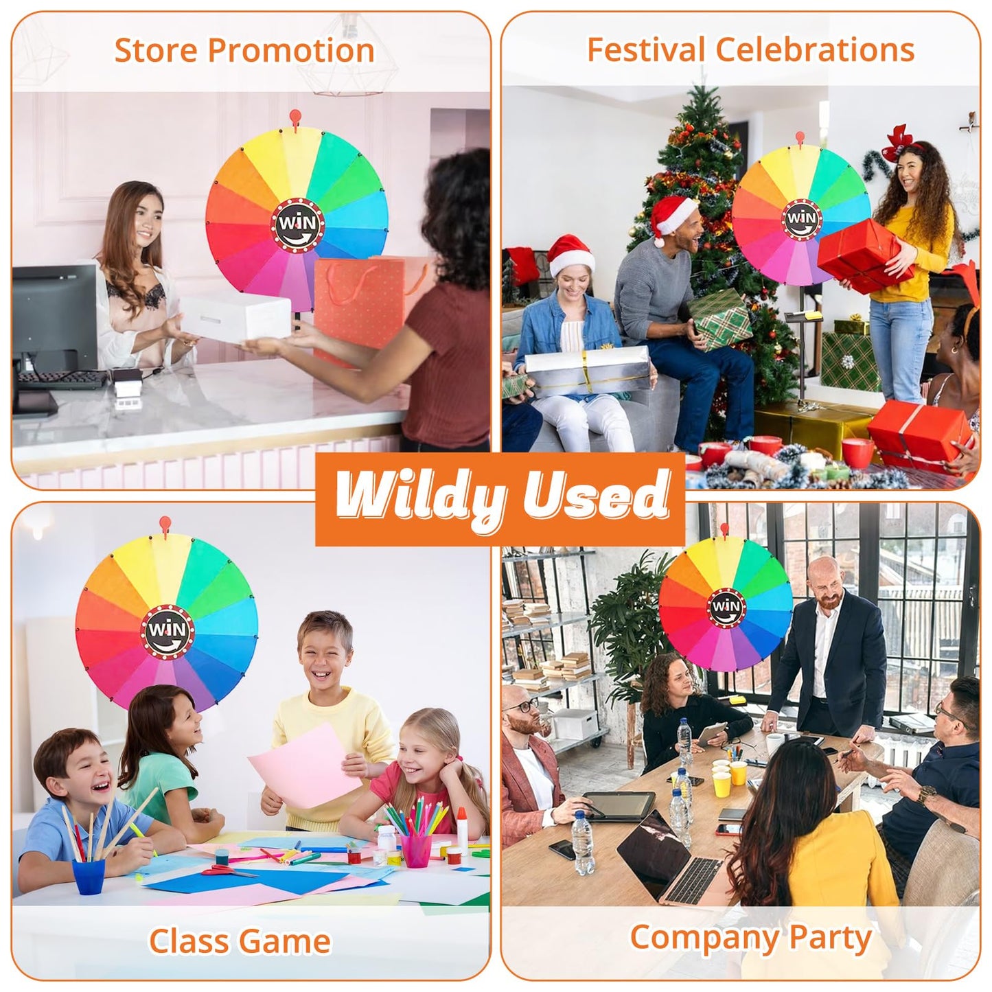 Uojim Prize Wheel Spinner with Stand – DIY Customization & Erasable Slots