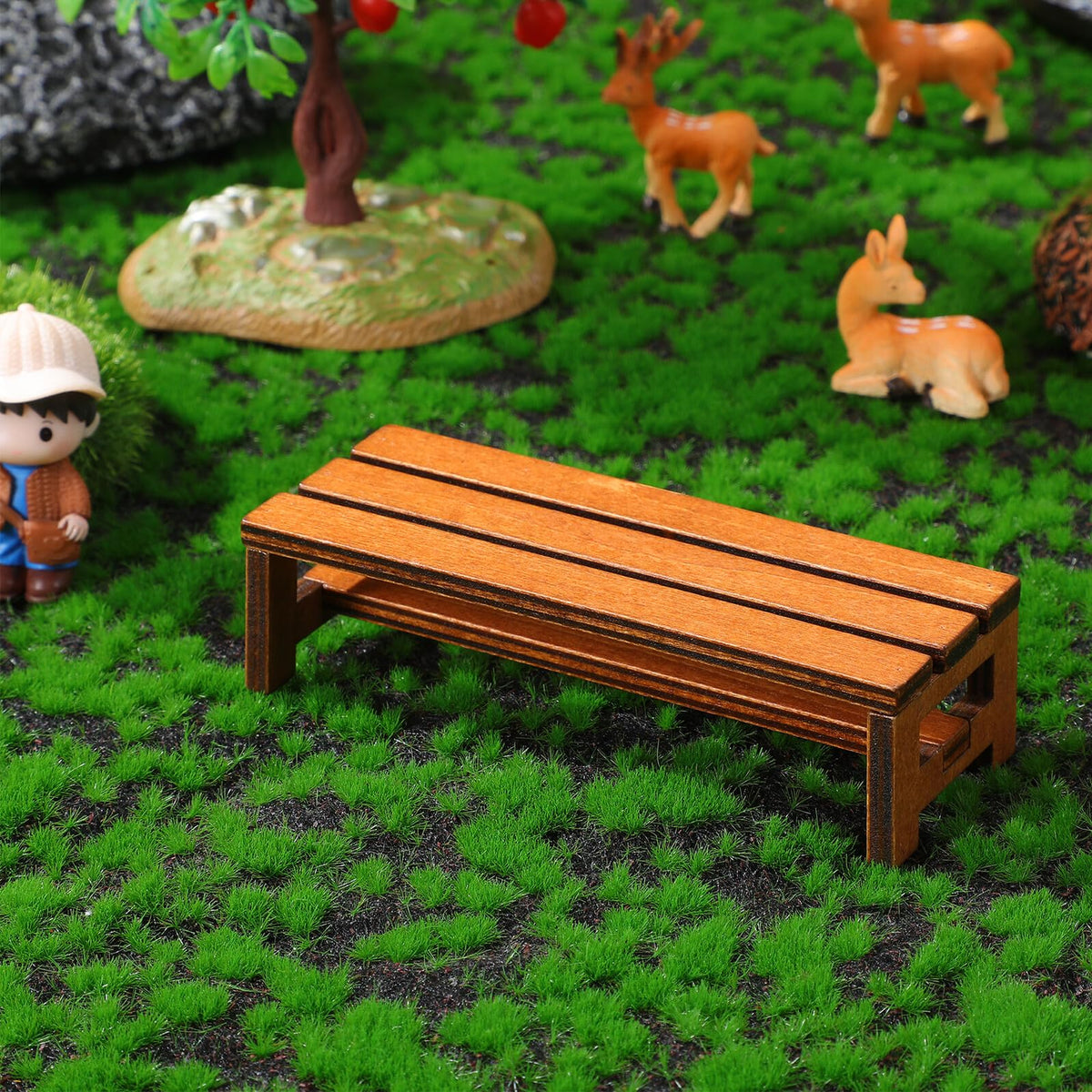 Uonlytech 2Pcs Wooden Mini House Bench – Dollhouse Furniture for Bedroom & Dining