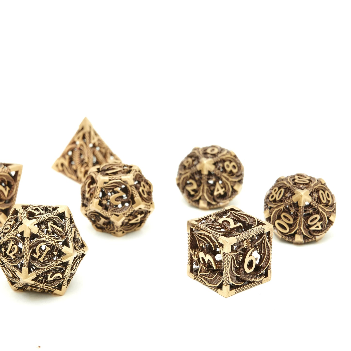 UONUOT DND Dice Set – Metal Hollow Polyhedral Dice for D&D RPGs