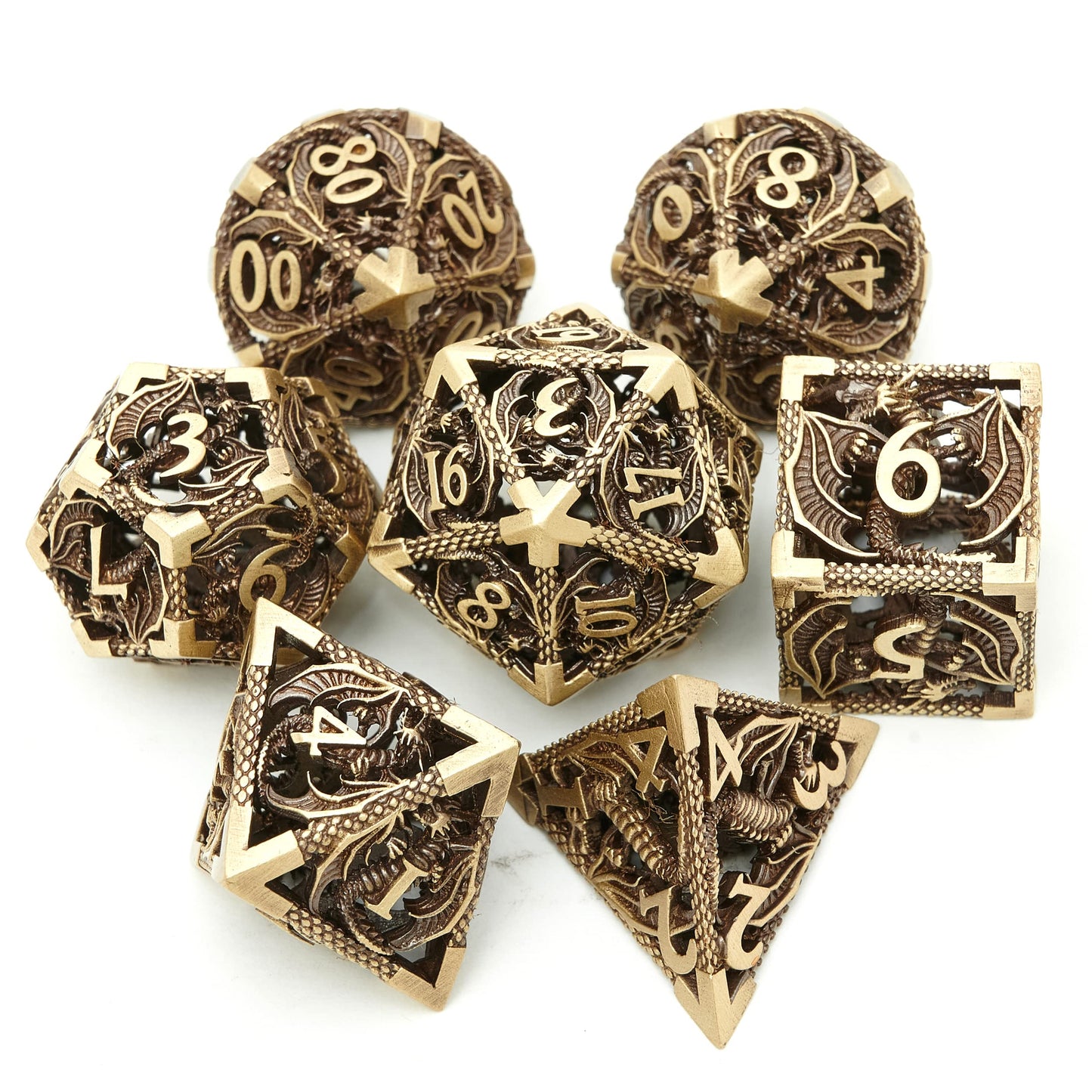 UONUOT DND Dice Set – Metal Hollow Polyhedral Dice for D&D RPGs