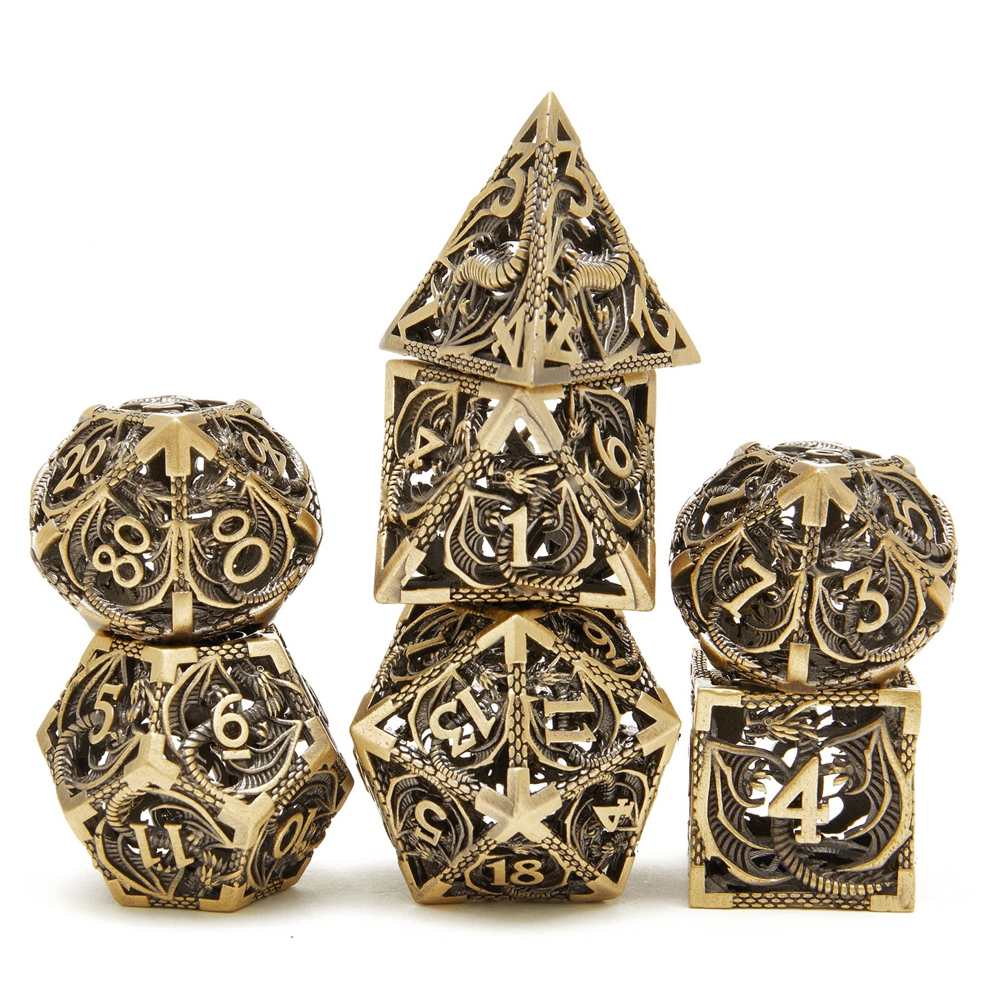UONUOT DND Dice Set – Metal Hollow Polyhedral Dice for D&D RPGs
