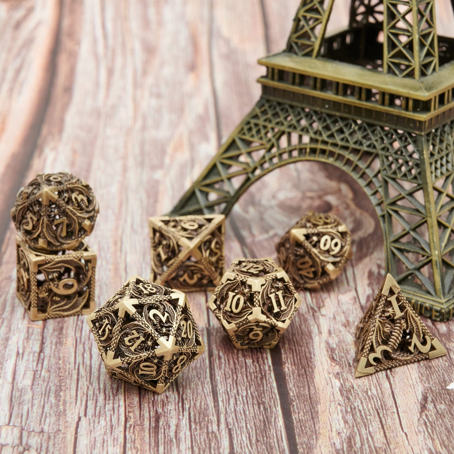 UONUOT DND Dice Set – Metal Hollow Polyhedral Dice for D&D RPGs