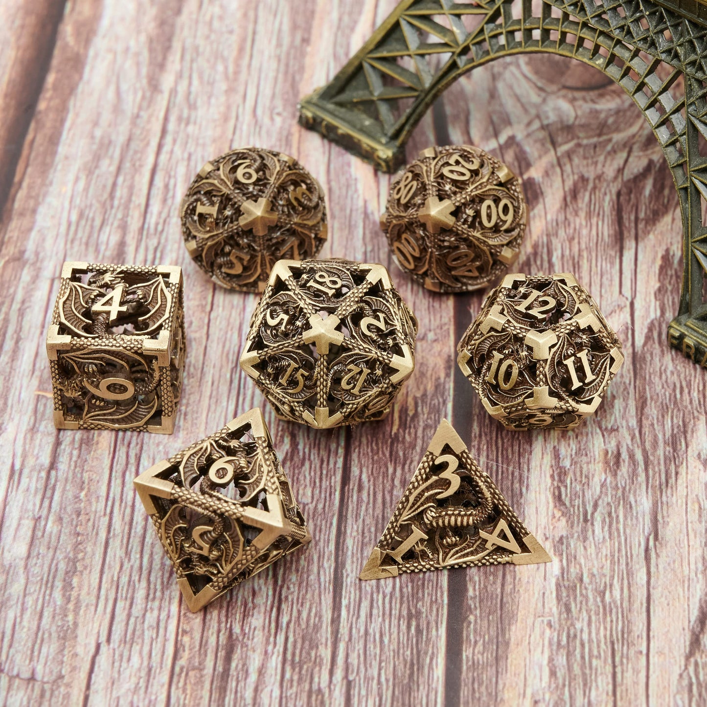 UONUOT DND Dice Set – Metal Hollow Polyhedral Dice for D&D RPGs