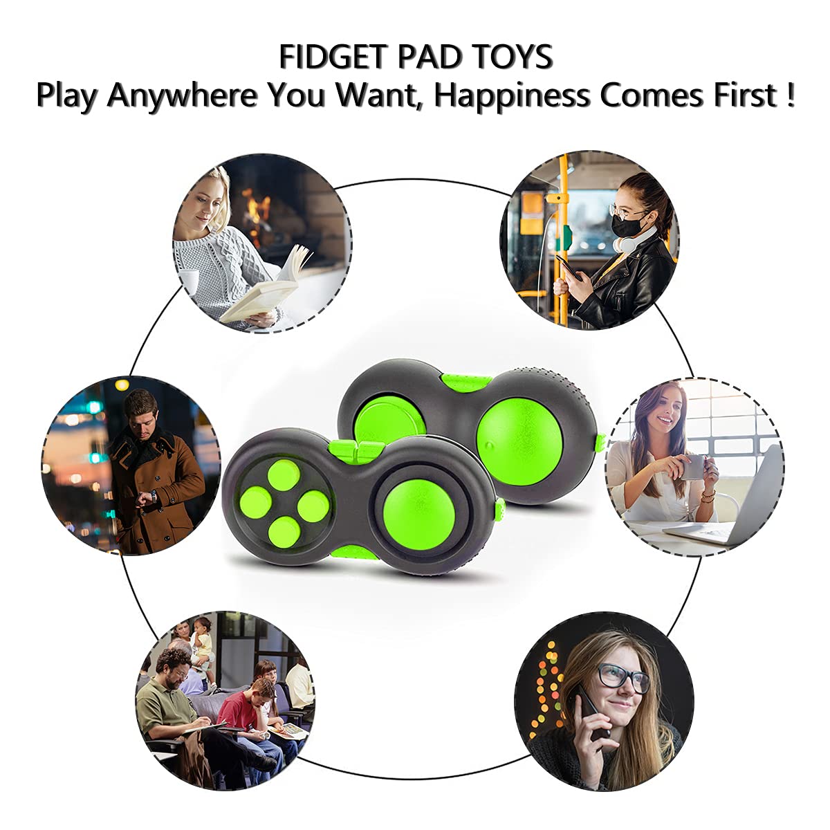 UOOEFUN Mini Fidget Button Controller Pad – Portable Focus & Sensory Toy (Black & Green)