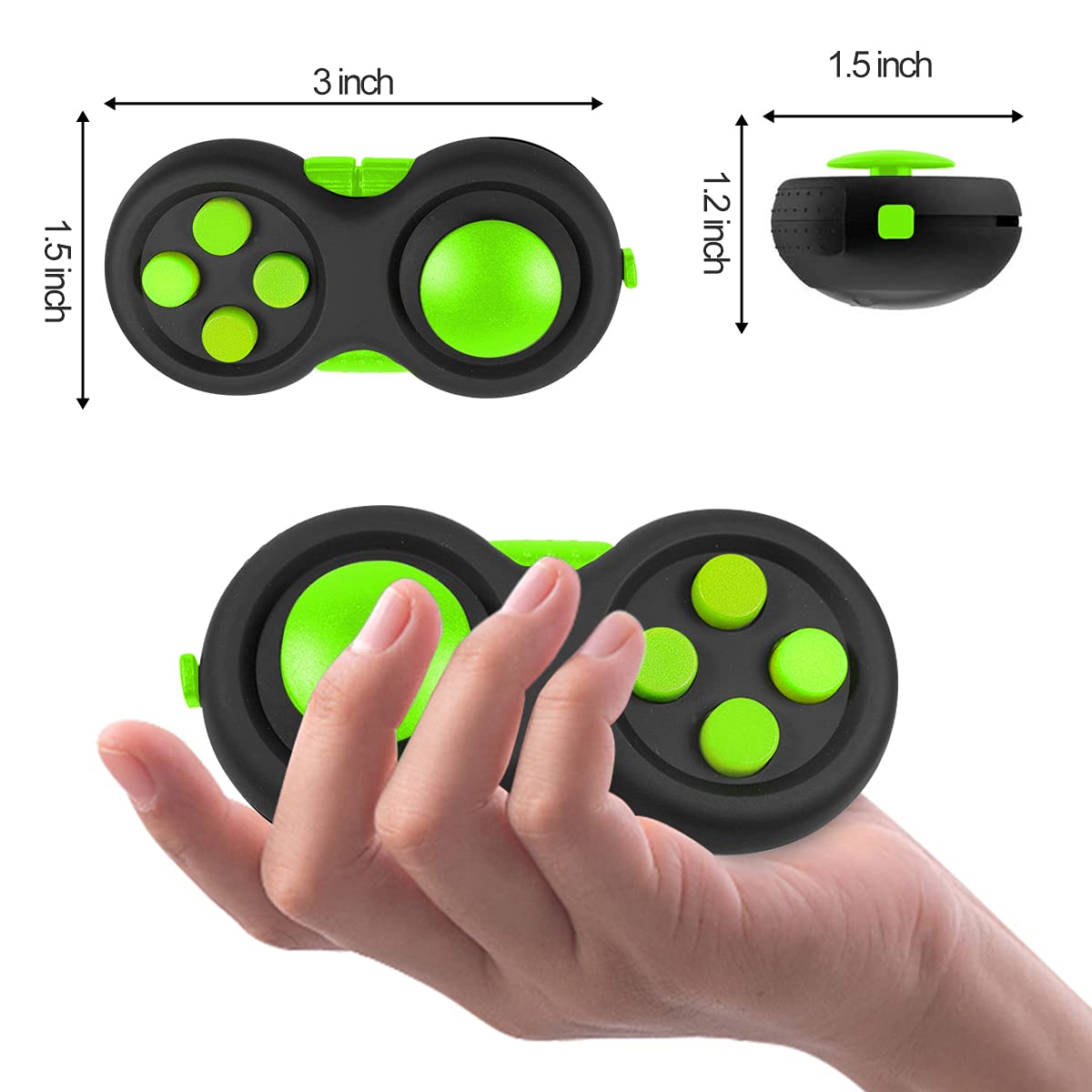 UOOEFUN Mini Fidget Button Controller Pad – Portable Focus & Sensory Toy (Black & Green)