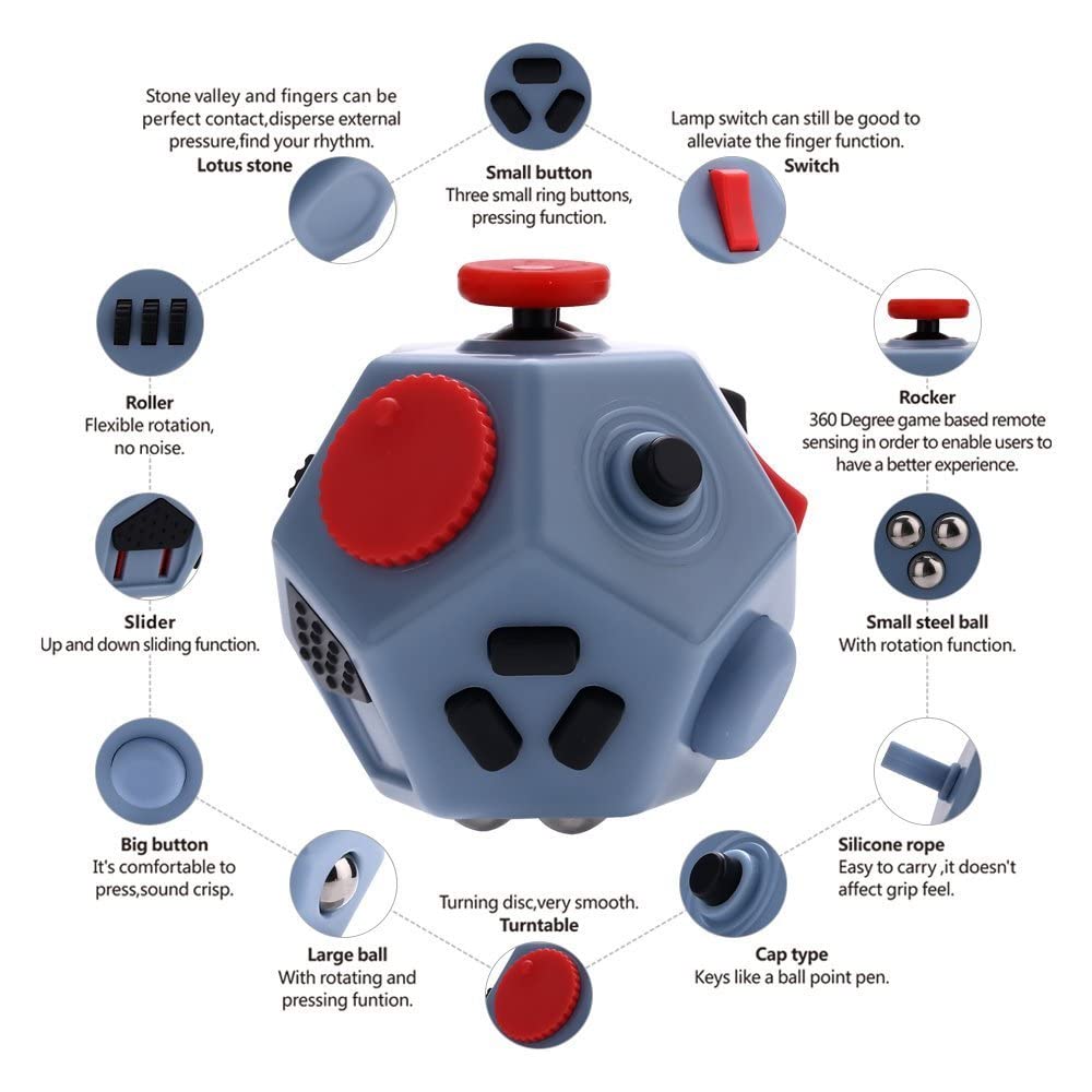 UOOEFUN Small 12-Sided Fidget Toy – Portable Grey Cube for Focus & Calm