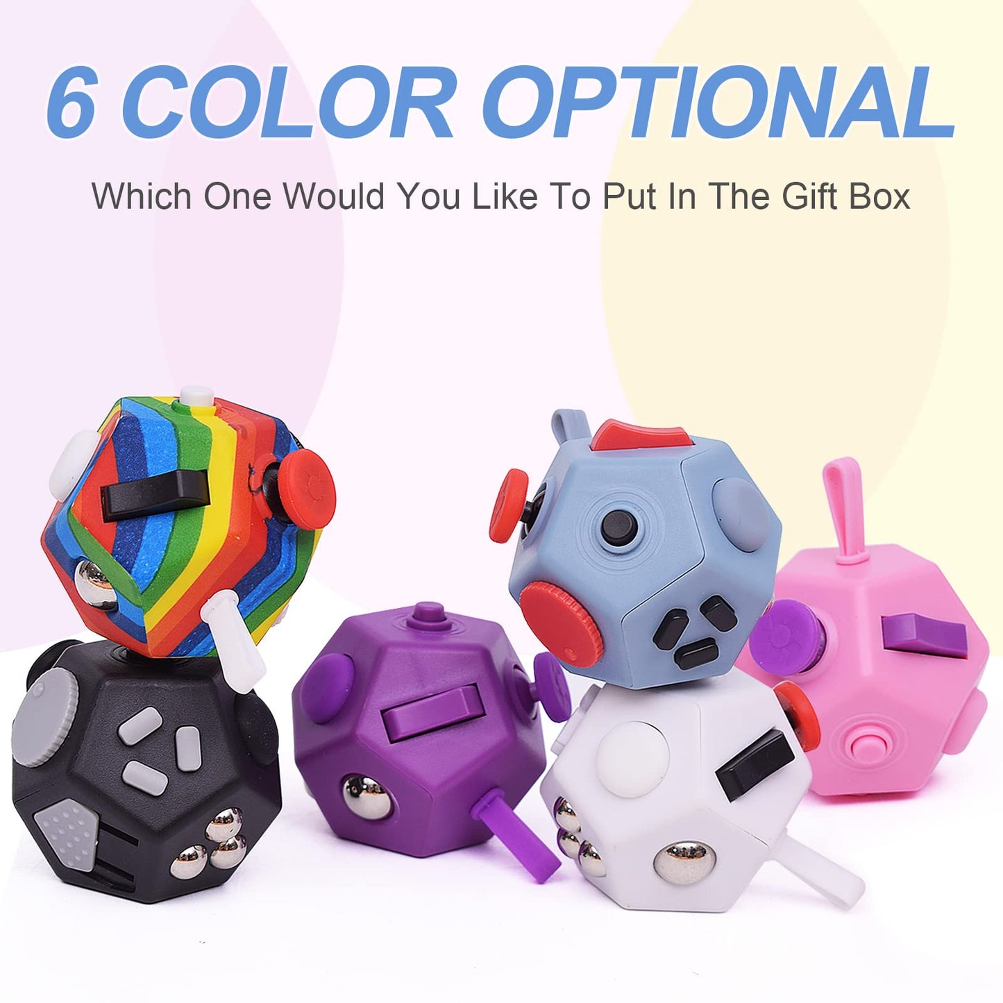 UOOEFUN Small 12-Sided Fidget Toy – Portable Grey Cube for Focus & Calm