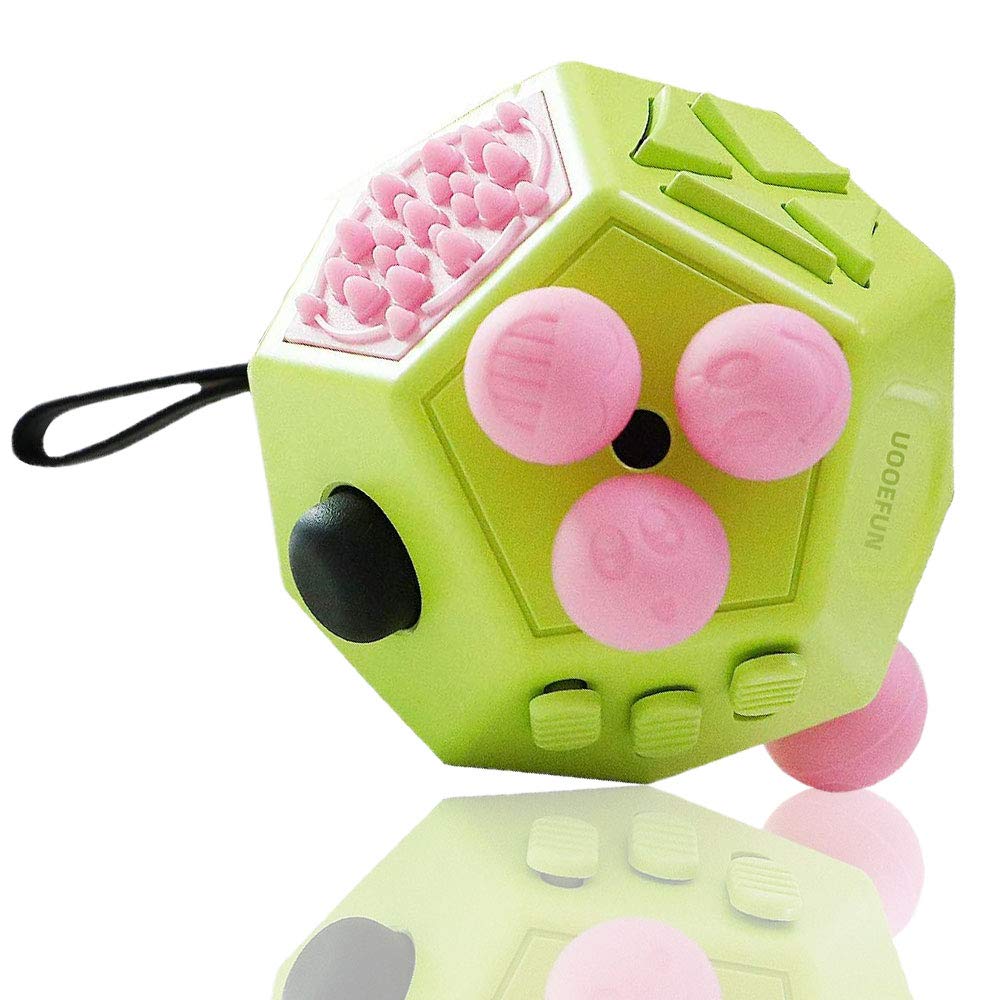 UOOEFUN 12-Sided Fidget Cube – Sensory Stress Relief Toy (Green / A3)