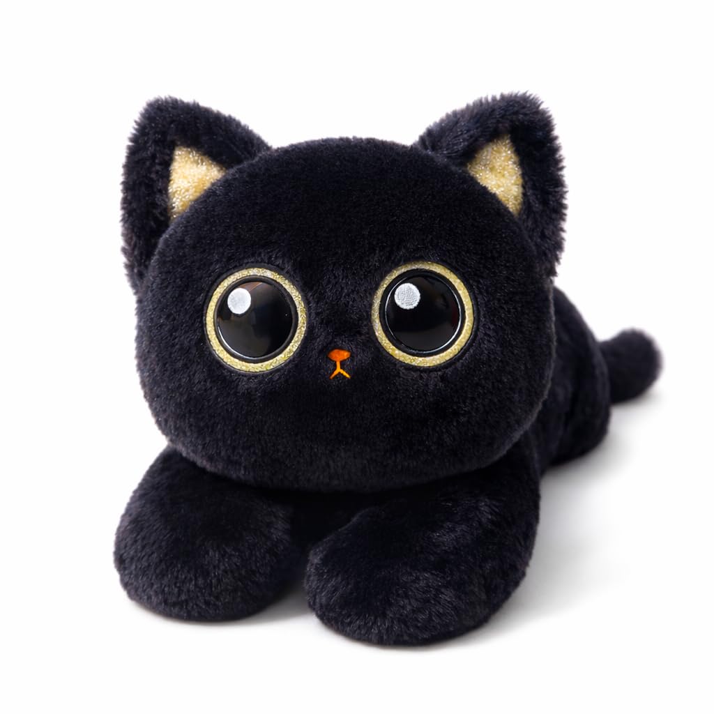 uoozii 20-inch Black Cat Weighted Plush — 4 lb Microwaveable Heating Pad