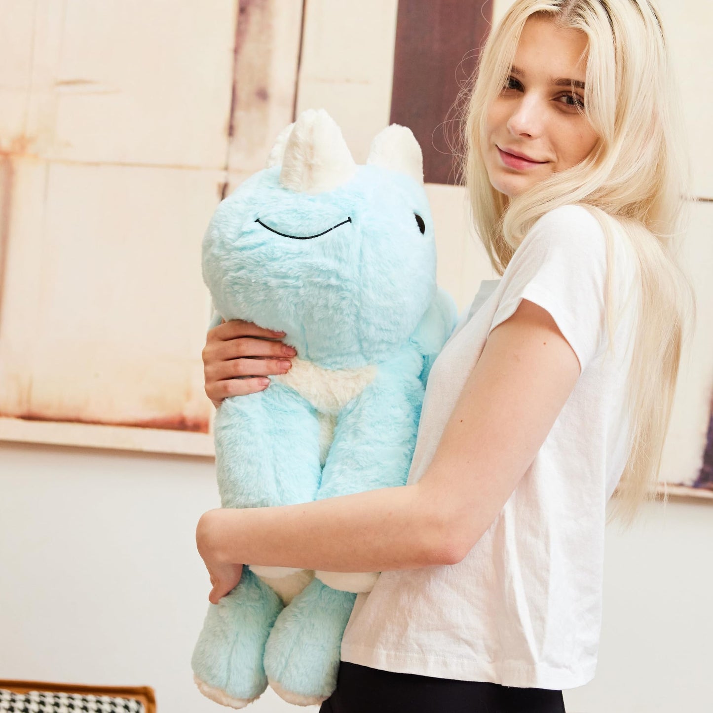 uoozii 24in Blue Dinosaur Weighted Plush – 5 lb Microwaveable Heating Pad