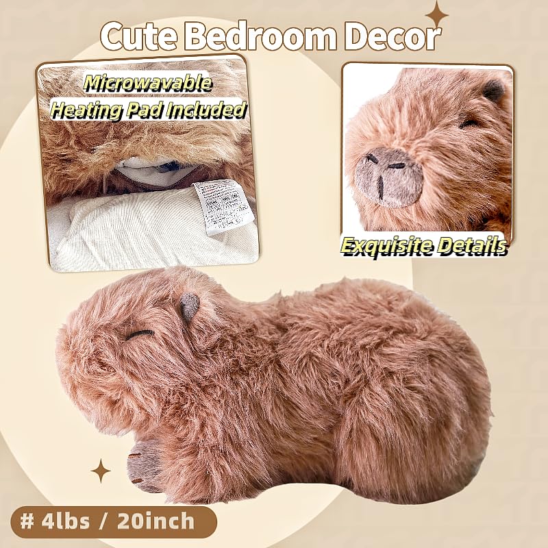 uoozii 20-inch Capybara Weighted Plush - 4 lb Microwavable with Removable Pouch