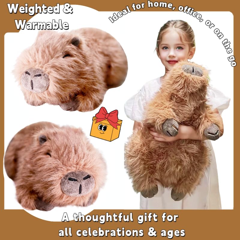 uoozii 20-inch Capybara Weighted Plush - 4 lb Microwavable with Removable Pouch