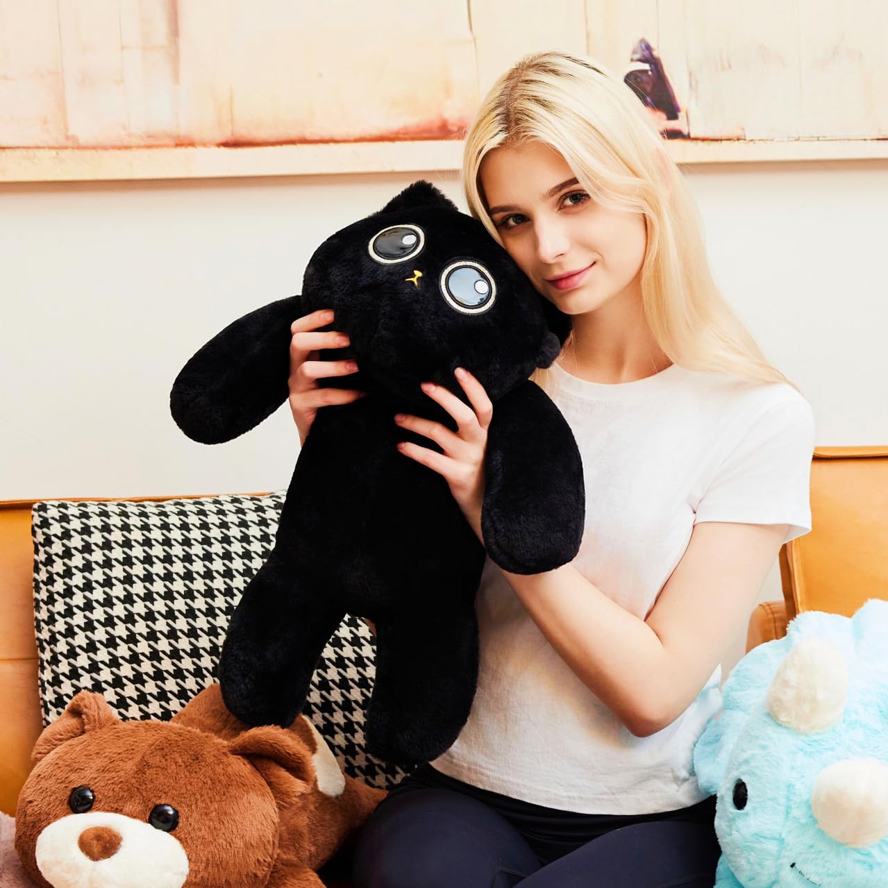 uoozii 20-inch Black Cat Weighted Plush — 4 lb Microwaveable Heating Pad