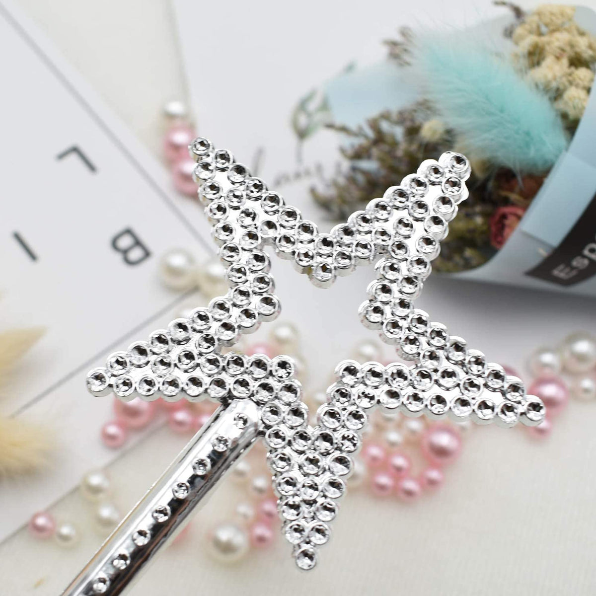 UOUYOO Silver 13-Inch Star Wand | Princess & Fairy Costume Prop