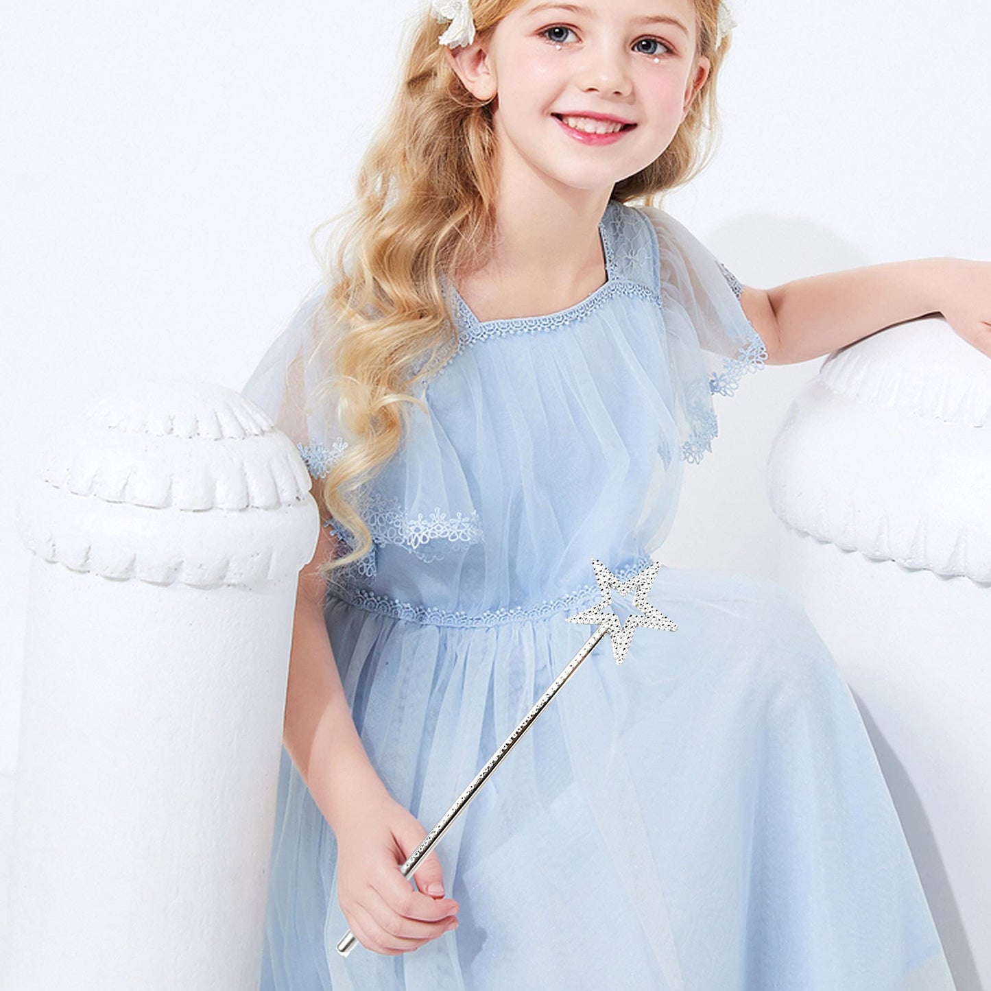 UOUYOO Silver 13-Inch Star Wand | Princess & Fairy Costume Prop