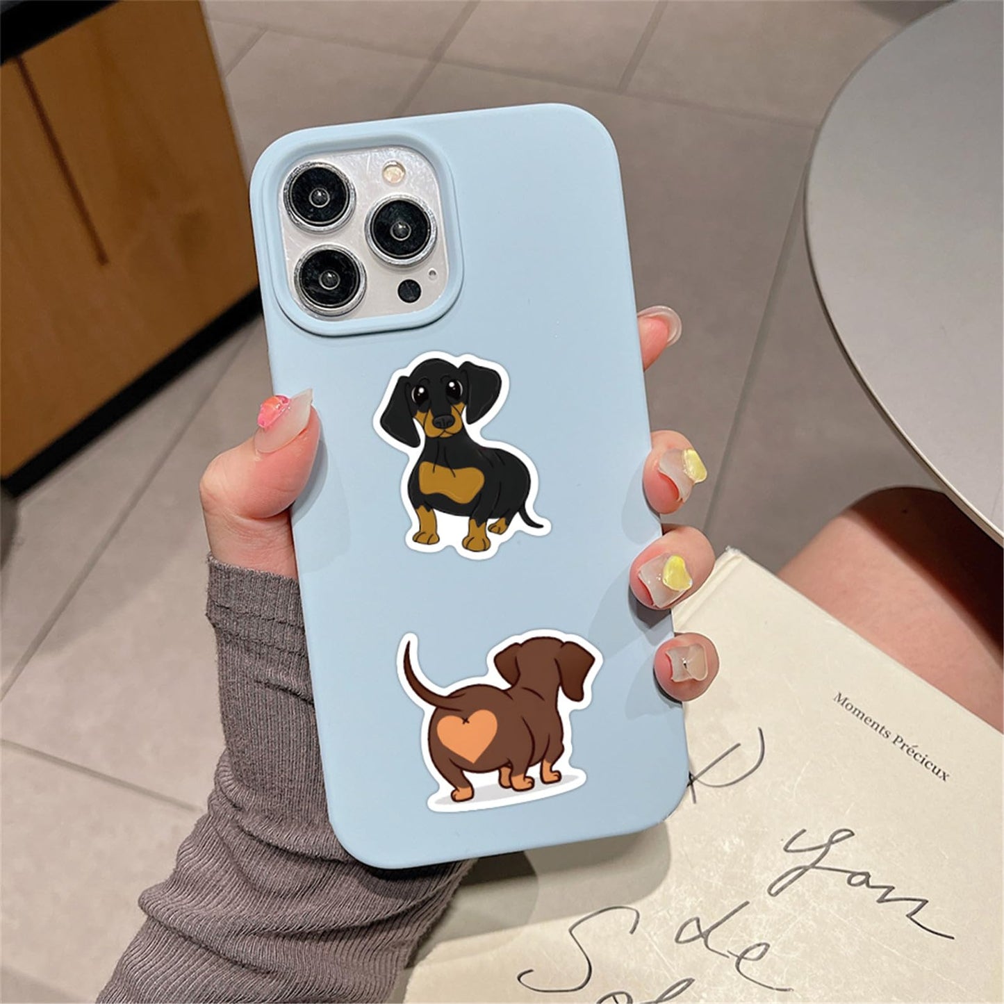 UoYYelly 60 Pcs Kawaii Dachshund Stickers Pack – Waterproof Vinyl Decals for Water Bottles, Laptops, Skateboards