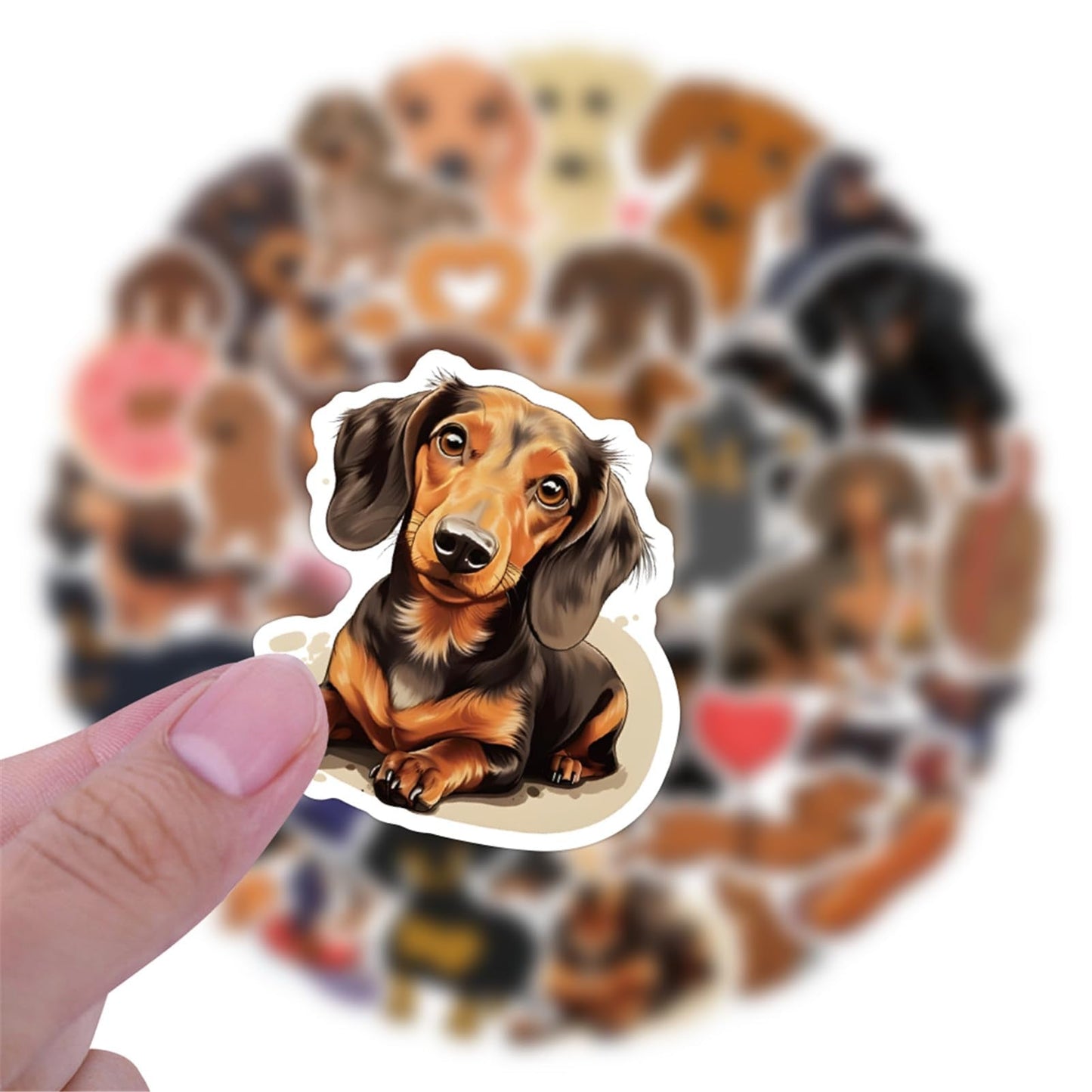 UoYYelly 60 Pcs Kawaii Dachshund Stickers Pack – Waterproof Vinyl Decals for Water Bottles, Laptops, Skateboards