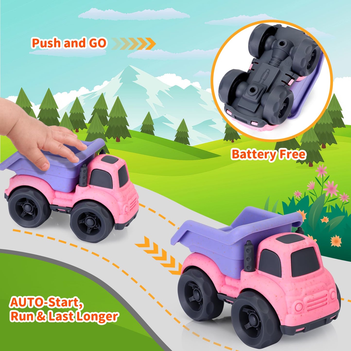 UOYLEYVN Toddler Dump Truck & Mixer Cement Toy Set — BPA Free, Outdoor Construction Toys for 2-4 Year Old Girls