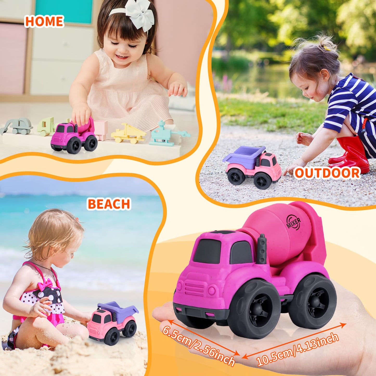 UOYLEYVN Toddler Dump Truck & Mixer Cement Toy Set — BPA Free, Outdoor Construction Toys for 2-4 Year Old Girls