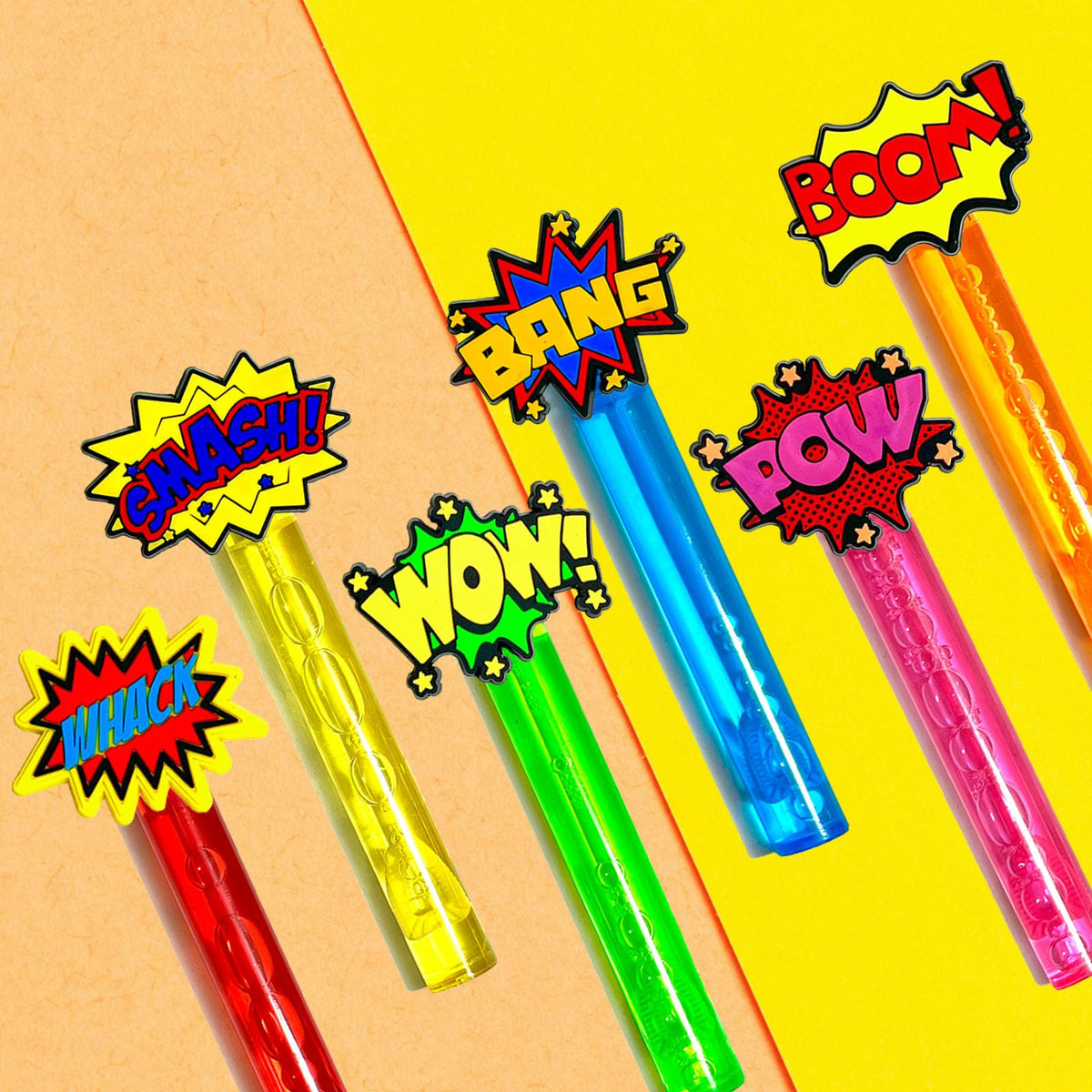 uoyoi Superhero Bubble Wands 24Pcs – Hero Word Bubble Party Favors for Kids