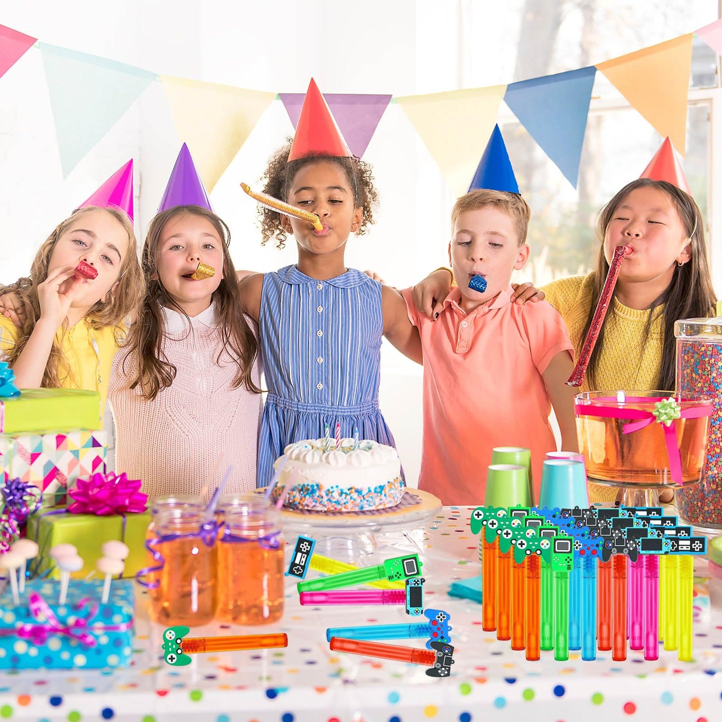 uoyoi Video Game Bubble Wands – 24Pcs Party Favors, Gamepad Bubble Toys for Kids