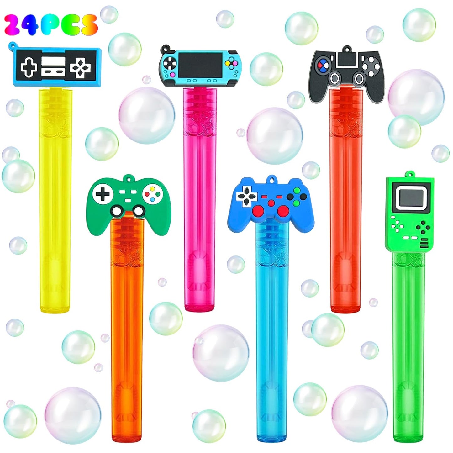 uoyoi Video Game Bubble Wands – 24Pcs Party Favors, Gamepad Bubble Toys for Kids