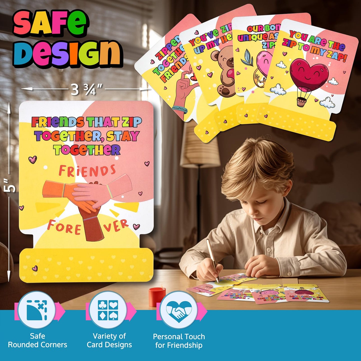 UpBrands 48-Pack Valentine's Day Cards with Pop-It Zipper Bracelets | Sensory Classroom Gifts