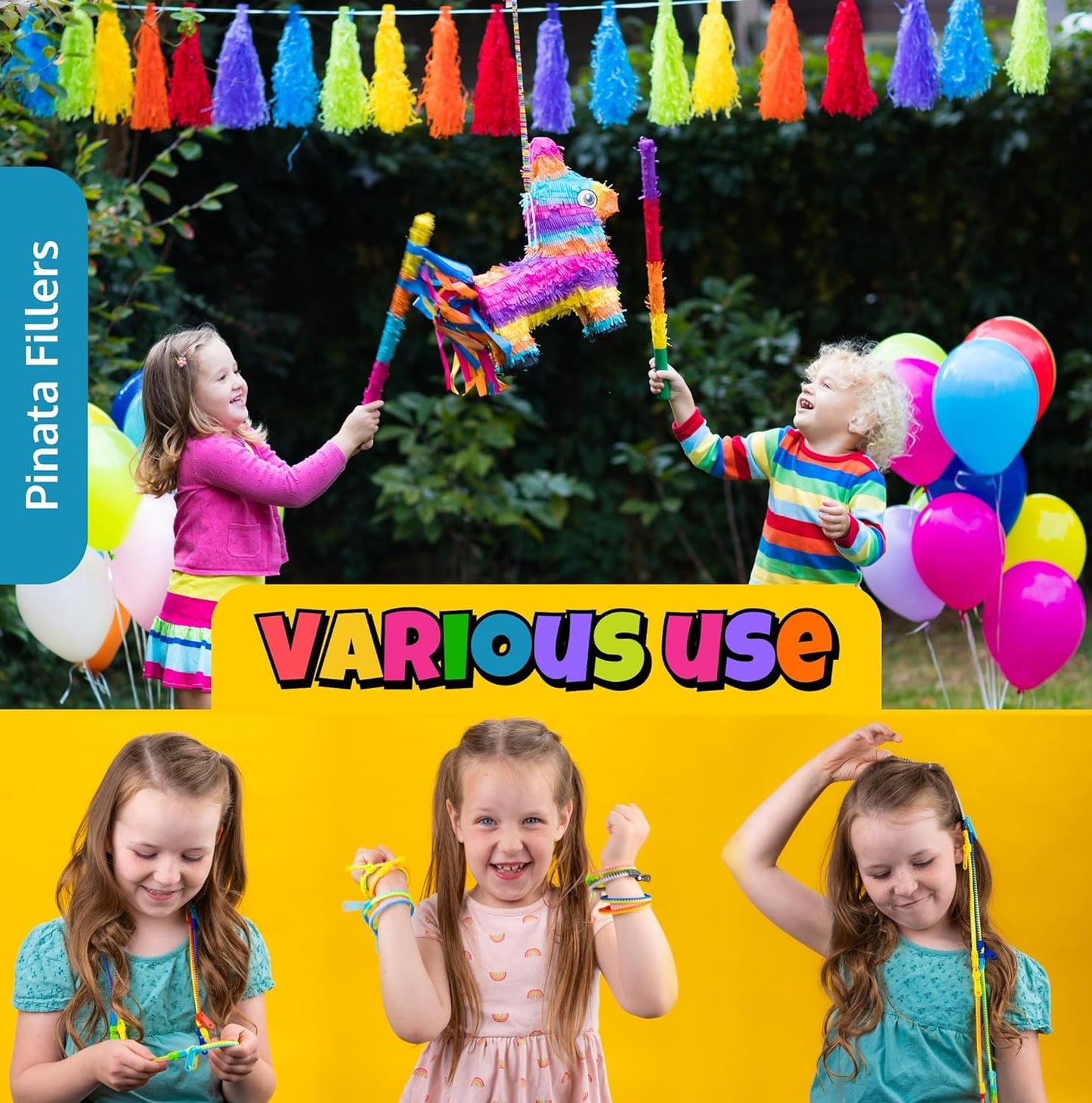 UpBrands 144-Pack Fidget Zipper Bracelets – Neon Colors for Parties and Classrooms