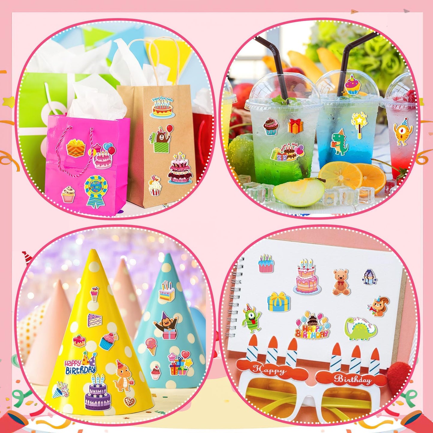 UPINS 12 Sheets Happy Birthday Stickers for Kids — 3D Puffy Foam Decals