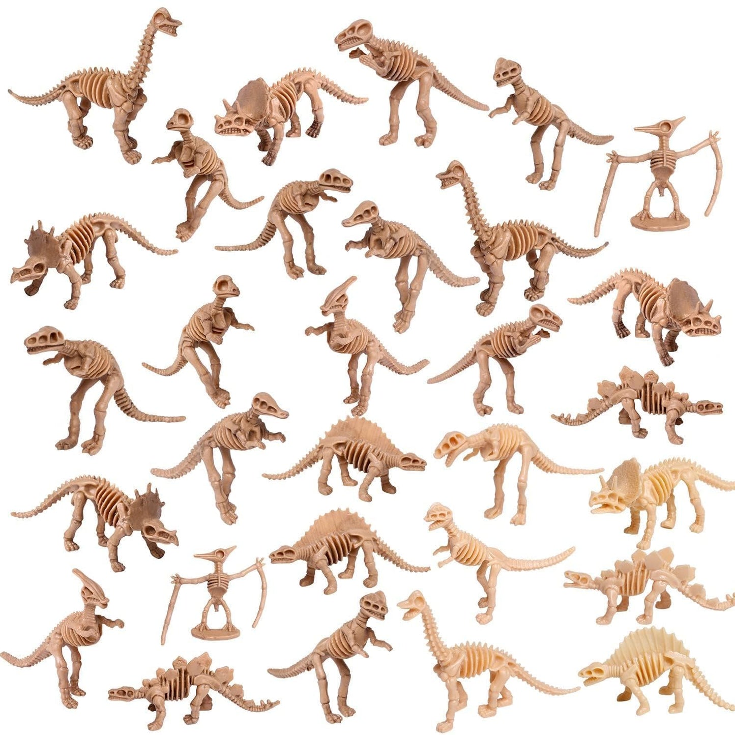 UPINS 30 Pack Dinosaur Skeletons — 3.7 Inch Assorted Dino Figures for Science Play & Party Decor
