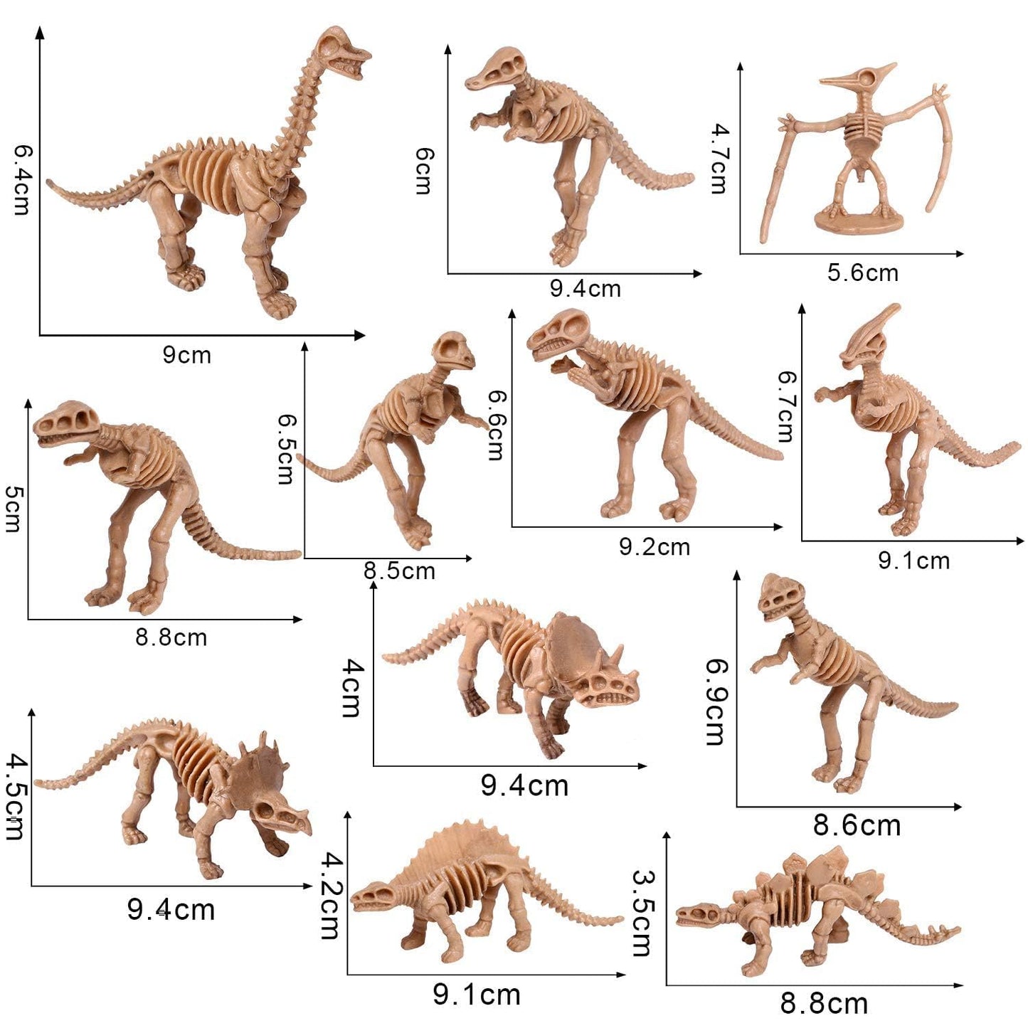 UPINS 30 Pack Dinosaur Skeletons — 3.7 Inch Assorted Dino Figures for Science Play & Party Decor