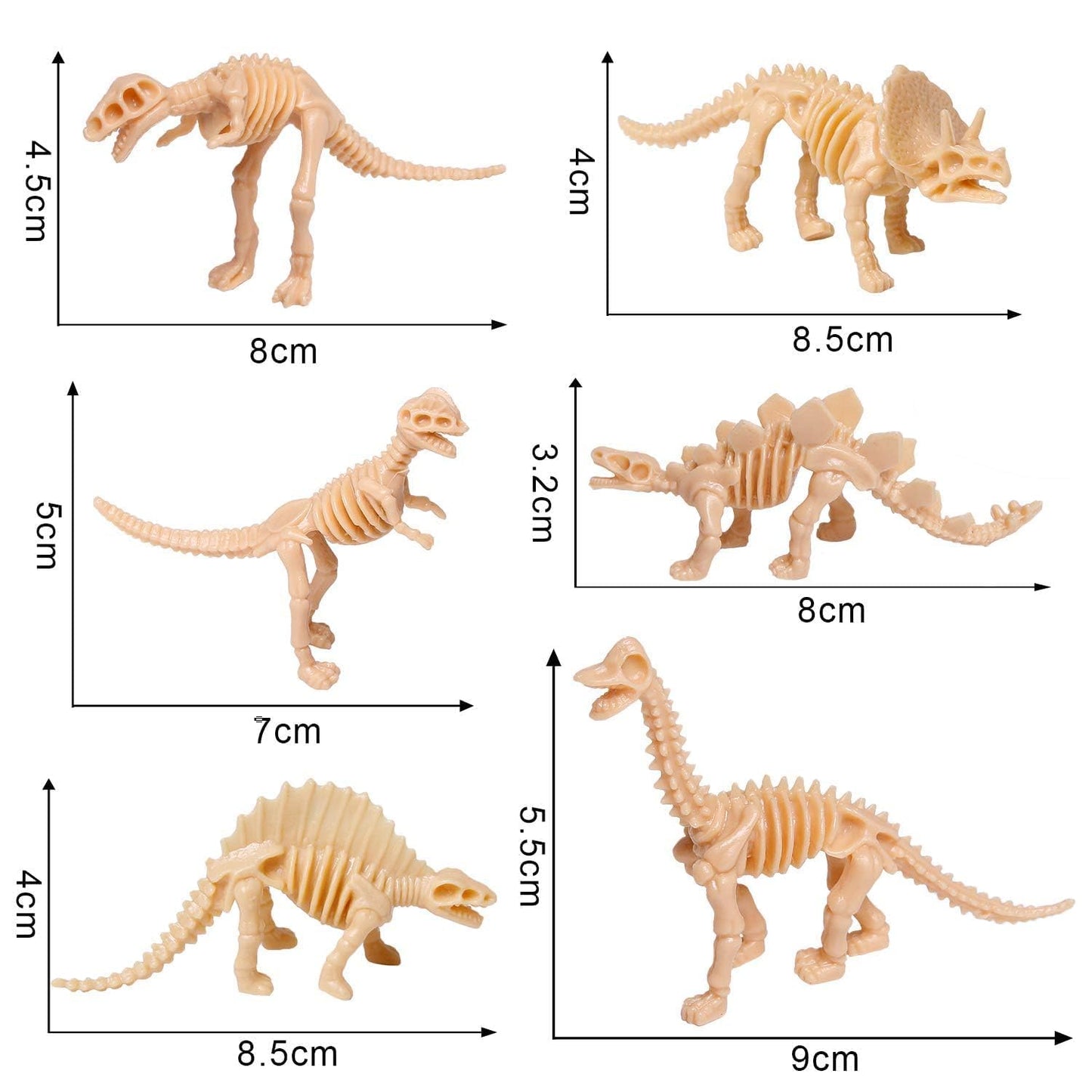 UPINS 30 Pack Dinosaur Skeletons — 3.7 Inch Assorted Dino Figures for Science Play & Party Decor