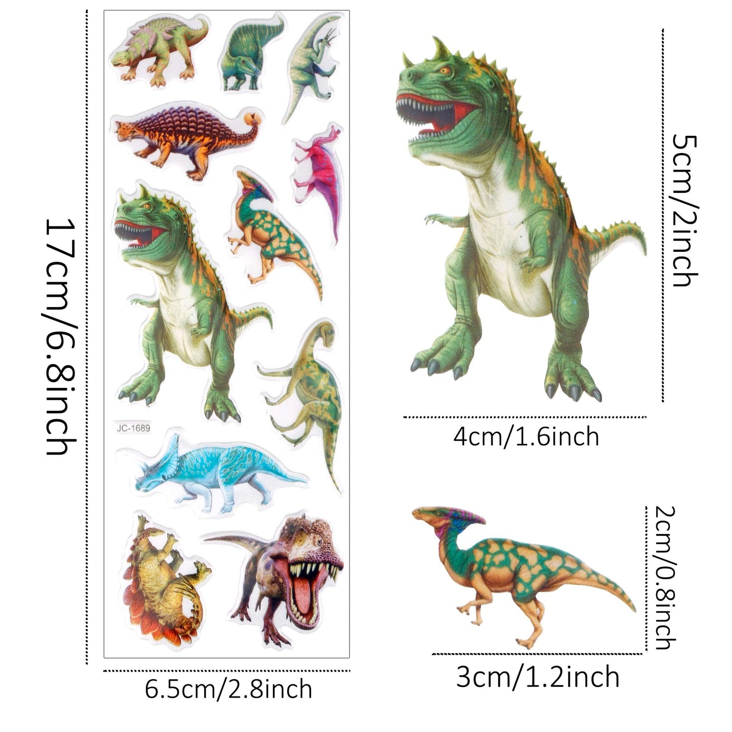 UPINS Dinosaur Stickers for Kids – 14 Sheets, 200+ 3D Puffy Stickers