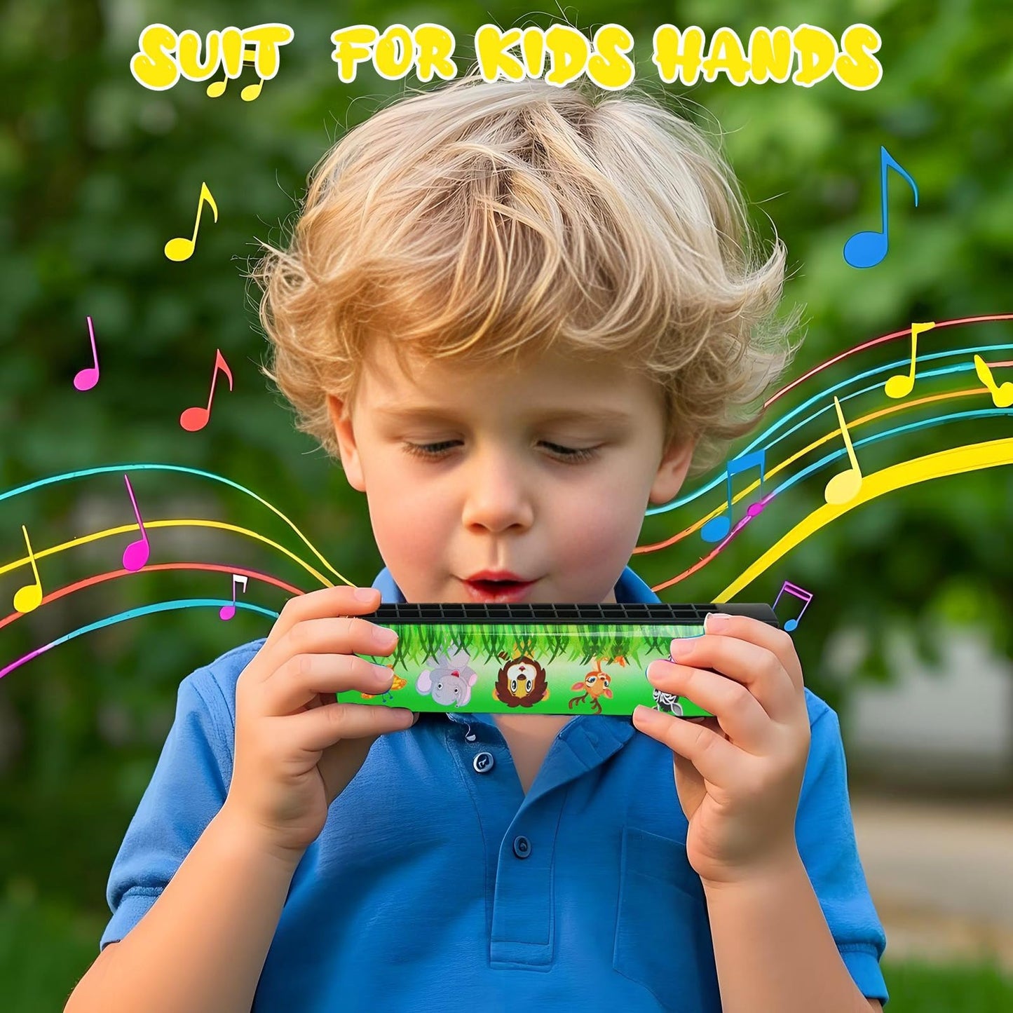 UPINS 10Pcs Cartoon 16-Hole Harmonica Set for Beginners | 10 Styles