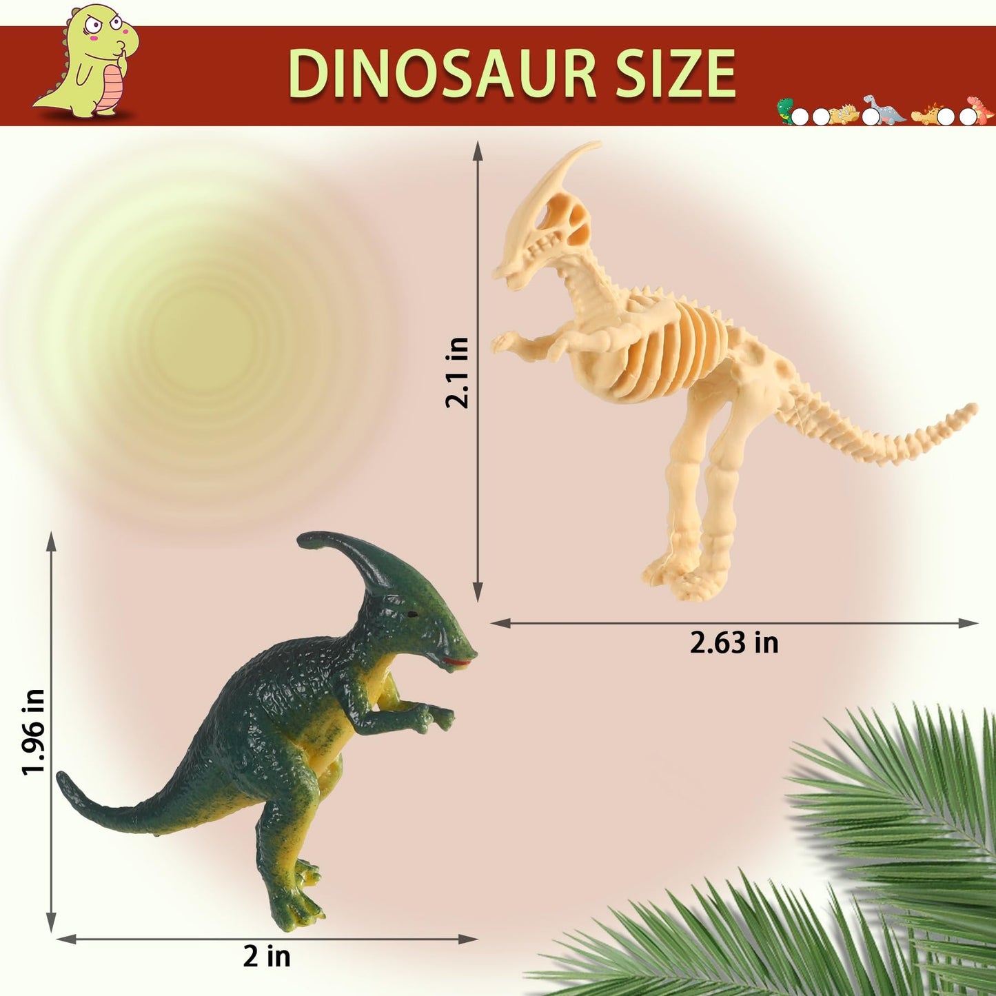 UPINS 24pcs Mini Dinosaur Figures & Skeletons – Educational Dino Set with Storage Box