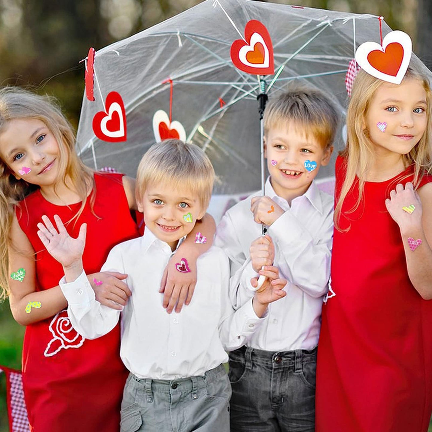 UPINS Valentine Stickers – 14 Sheets, 500+ Heart Stickers for Kids | Glitter 3D Puffy Crafts