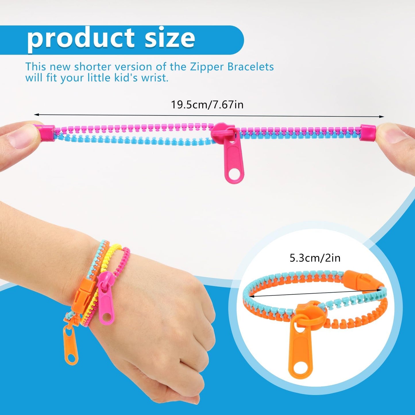 UPlama 50 PCS Zipper Fidget Bracelets – Neon Sensory Bracelet Bulk Set