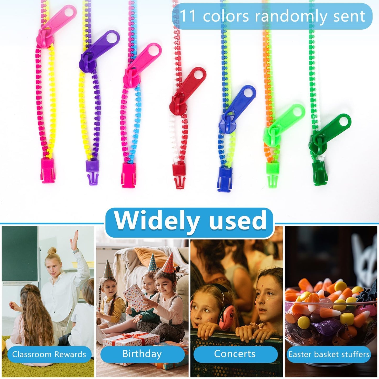 UPlama 50 PCS Zipper Fidget Bracelets – Neon Sensory Bracelet Bulk Set