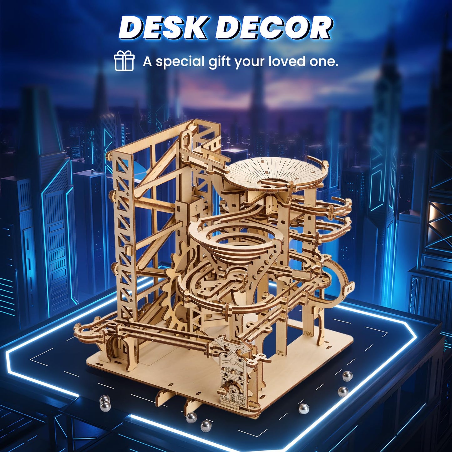 UPLIKE 3D Wooden Puzzle for Adults — 330-Piece Marble Run Roller Coaster Kit