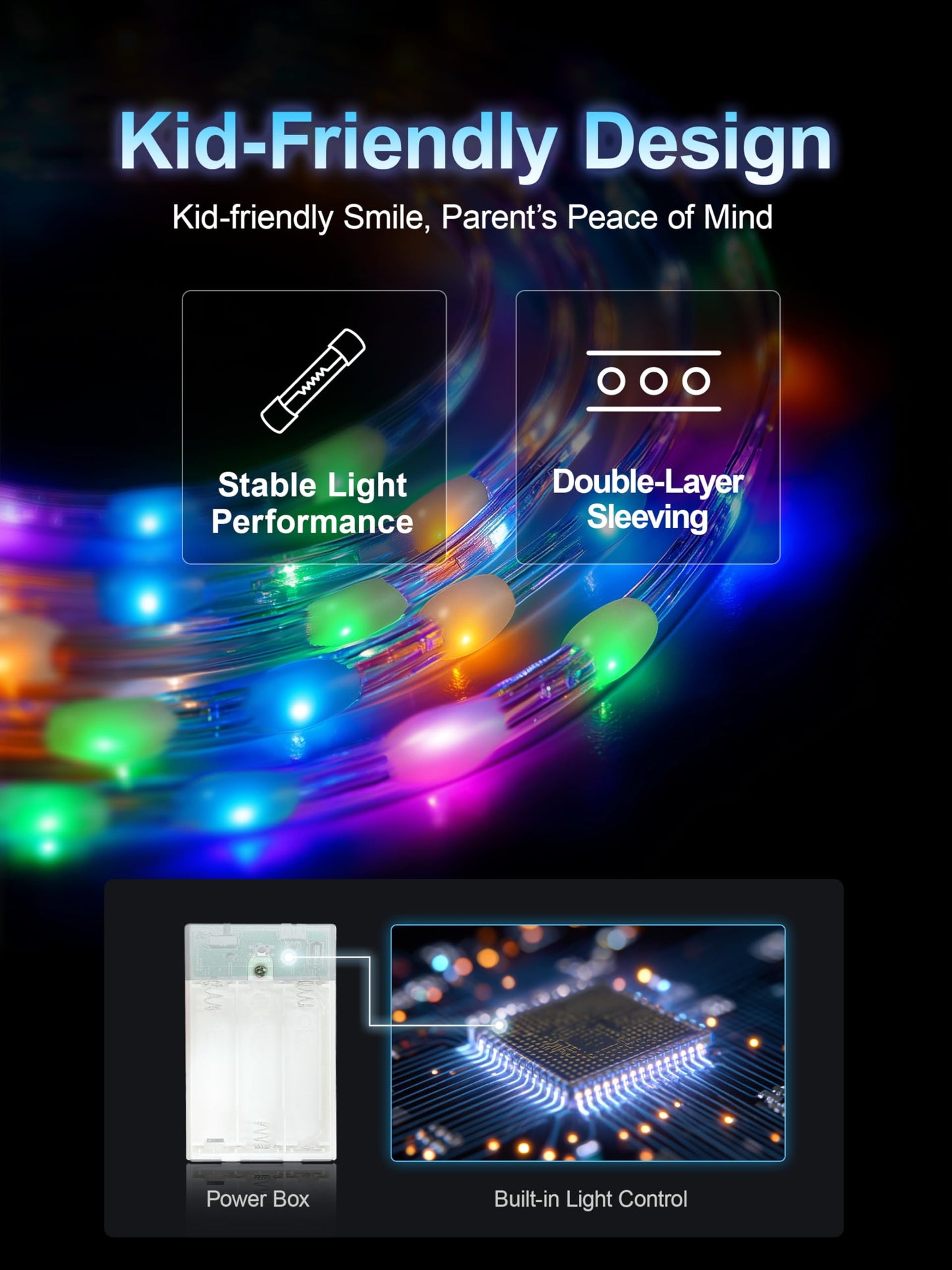 UPORPOR Princess Dress Up for Girls – Music-Sync LED Light-Up Costume with 4 Accessories
