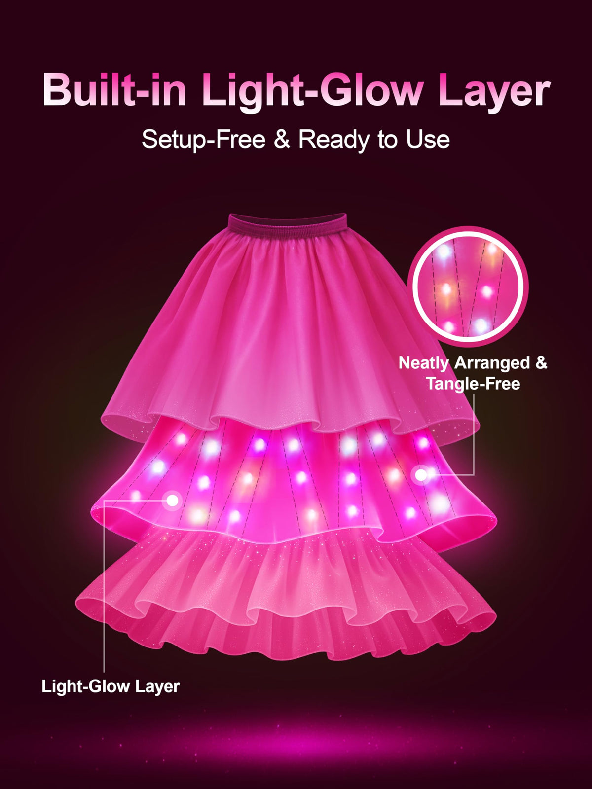 UPORPOR Princess Dress Up for Girls – Music-Sync LED Light-Up Costume with 4 Accessories