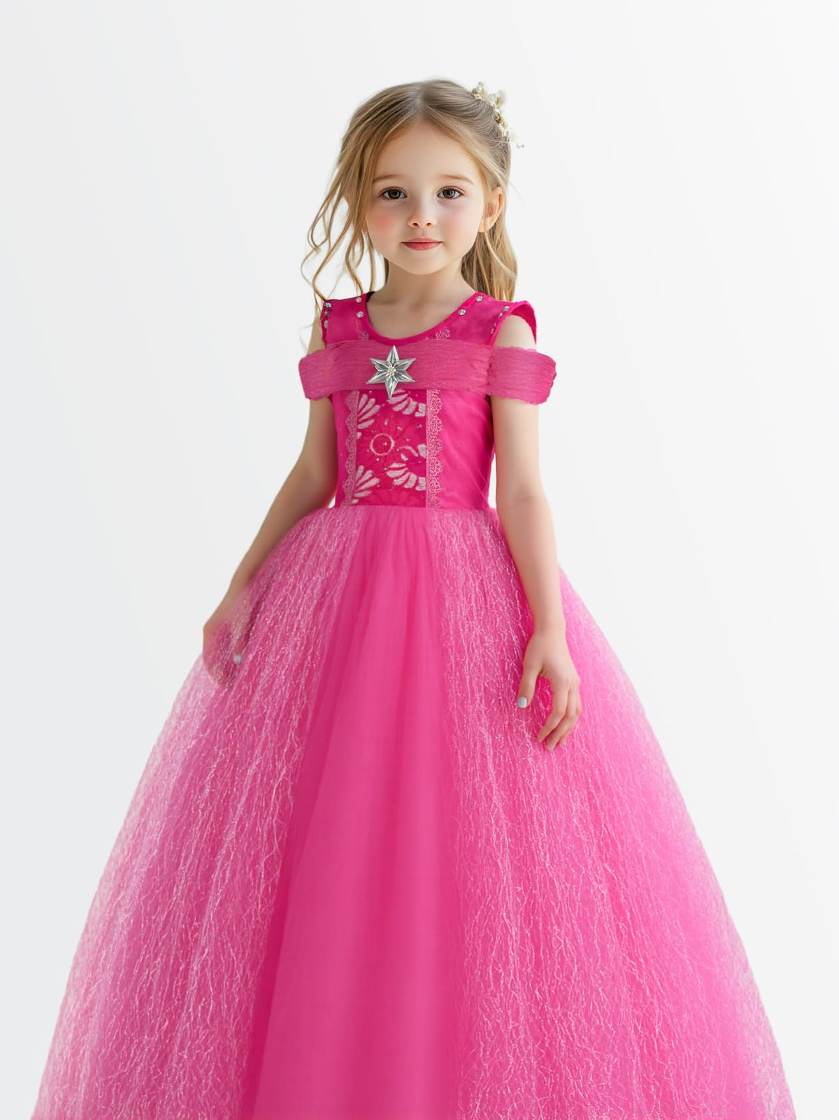 UPORPOR Princess Dress Up for Girls – Music-Sync LED Light-Up Costume with 4 Accessories