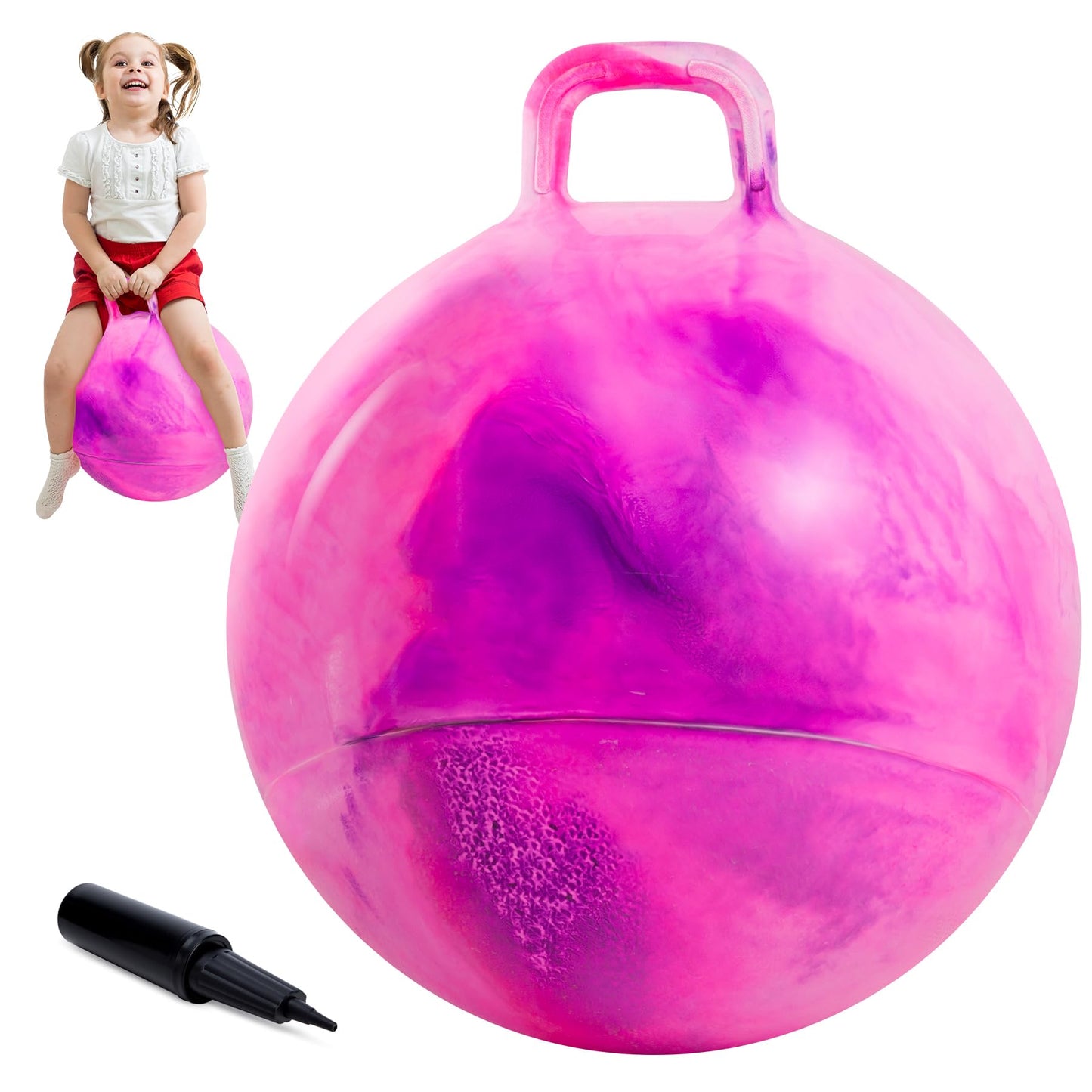 Upper Rider 20-Inch Clouds Hopper Ball for Kids 6-12 — Purple Pink with Pump & Gift Box